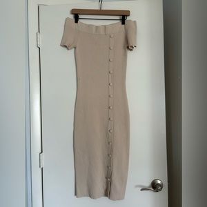 Woman’s off shoulder dress